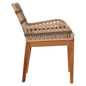 Tanish armchair made of natural rattan and black metal legs 58x58.5x87cm
