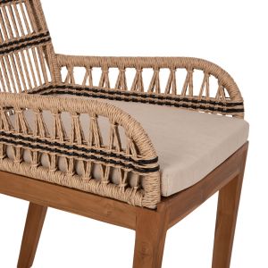 Tanish armchair made of natural rattan and black metal legs 58x58.5x87cm