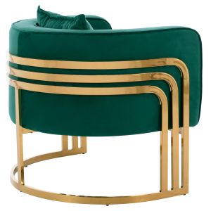 Tiana armchair green velvet stainless steel legs with galvanic gold coating