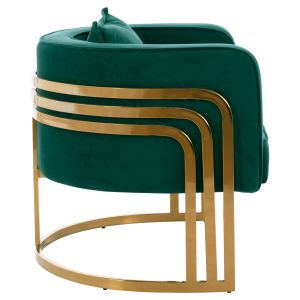 Tiana armchair green velvet stainless steel legs with galvanic gold coating
