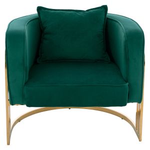 Tiana armchair green velvet stainless steel legs with galvanic gold coating