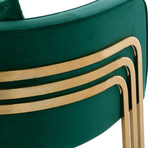 Tiana armchair green velvet stainless steel legs with galvanic gold coating