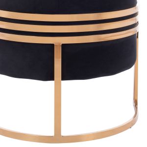 Tiana armchair, black velvet, stainless steel legs with galvanic gold coating