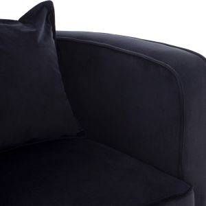 Tiana armchair, black velvet, stainless steel legs with galvanic gold coating
