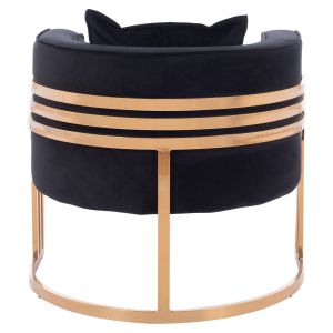 Tiana armchair, black velvet, stainless steel legs with galvanic gold coating