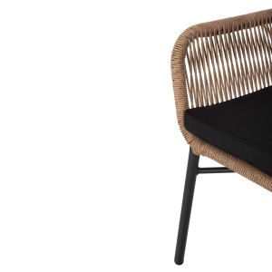 Armchair Topin Hm6048,02 aluminum black - Pe rattan beige - cushion black 57x65x84cm