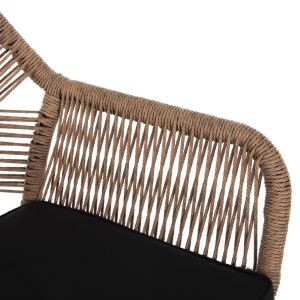 Armchair Topin Hm6048,02 aluminum black - Pe rattan beige - cushion black 57x65x84cm