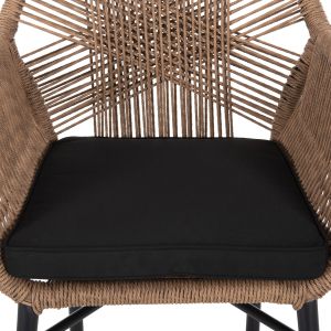 Armchair Topin Hm6048,02 aluminum black - Pe rattan beige - cushion black 57x65x84cm