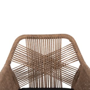 Armchair Topin Hm6048,02 aluminum black - Pe rattan beige - cushion black 57x65x84cm