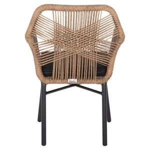Armchair Topin Hm6048,02 aluminum black - Pe rattan beige - cushion black 57x65x84cm