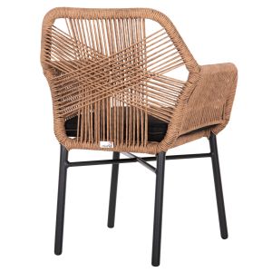 Armchair Topin Hm6048,02 aluminum black - Pe rattan beige - cushion black 57x65x84cm