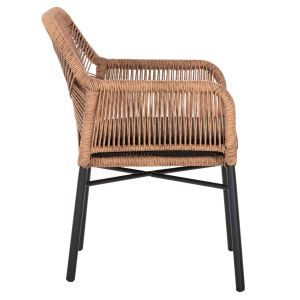 Armchair Topin Hm6048,02 aluminum black - Pe rattan beige - cushion black 57x65x84cm