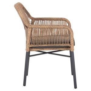 Topin armchair aluminum-artificial rattan-black cushions 57x65x84hcm Hm6048,03