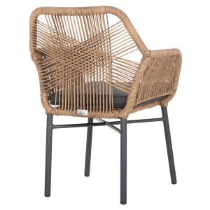 Topin armchair aluminum-artificial rattan-black cushions 57x65x84hcm Hm6048,03