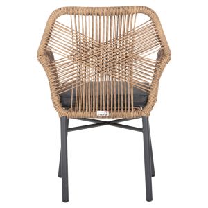 Topin armchair aluminum-artificial rattan-black cushions 57x65x84hcm Hm6048,03