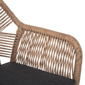 Topin armchair aluminum-artificial rattan-black cushions 57x65x84hcm Hm6048,03