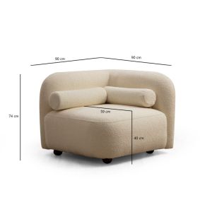 Tranquil armchair with cream boucle fabric 90x90x74cm Pre Order