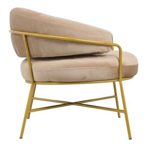 Armchair Trudi Malu beige velvet beige with metal gold legs 84x79x76cm