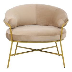 Armchair Trudi Malu beige velvet beige with metal gold legs 84x79x76cm
