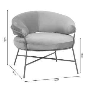 Armchair Trudi Malu beige velvet beige with metal gold legs 84x79x76cm