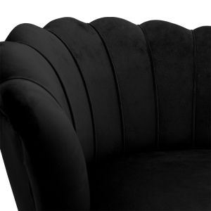 Water Lily Daimon armchair-shell black plush and gold legs 79x74x78cm
