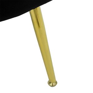 Water Lily Daimon armchair-shell black plush and gold legs 79x74x78cm