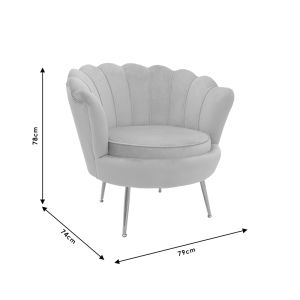Water Lily Daimon armchair-shell black plush and gold legs 79x74x78cm