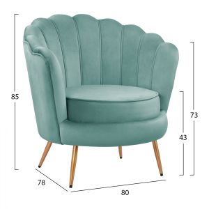 Water Lily armchair clamshell -plush mint Coquille Hm8493,07
