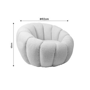 Armchair Yannick, white boucle fabric, 92x92x60cm