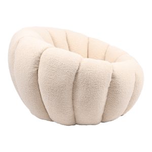 Armchair Yannick, white boucle fabric, 92x92x60cm
