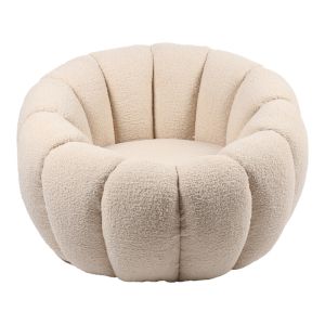 Armchair Yannick, white boucle fabric, 92x92x60cm