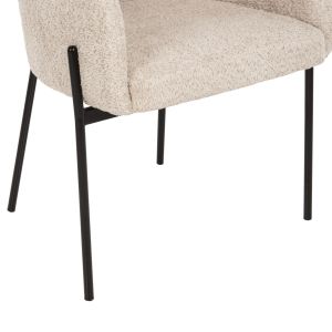 Ecru Boucle Armchair with Metal Legs Wolf Hm8583,02 58x58x80cm
