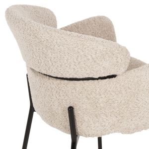 Ecru Boucle Armchair with Metal Legs Wolf Hm8583,02 58x58x80cm