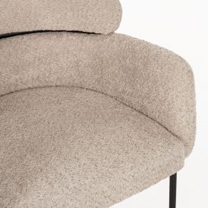 Ecru Boucle Armchair with Metal Legs Wolf Hm8583,02 58x58x80cm
