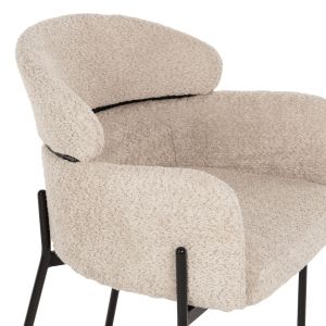 Ecru Boucle Armchair with Metal Legs Wolf Hm8583,02 58x58x80cm