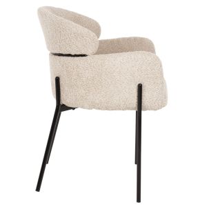 Ecru Boucle Armchair with Metal Legs Wolf Hm8583,02 58x58x80cm