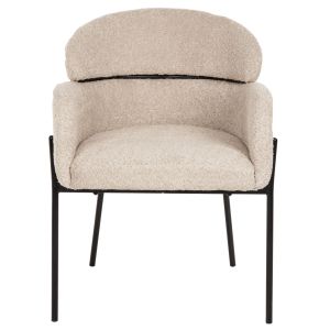 Ecru Boucle Armchair with Metal Legs Wolf Hm8583,02 58x58x80cm