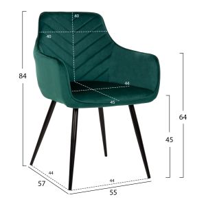 Armchair green velvet and metal legs Latrell Hm8582,03 55x57x84cm