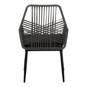 КРЕСЛО ОТ РАТАН TANISH PE В СИВ НЮАНС С ЧЕРНИ МЕТАЛНИ КРАКА 58X58.5X87СМ