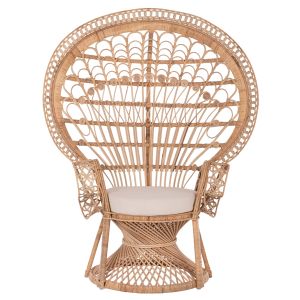 Royal Peacock armchair made of natural rattan with cushion 134x65x150hcmhm9342