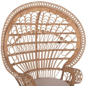 Royal Peacock armchair made of natural rattan with cushion 134x65x150hcmhm9342