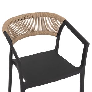 Кресло полипропилен Bogi Hm6240.02 черно с бежово Pp въже 54x53x75hcm.