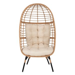 Rattan oval armchair Hm5869.01 metal base 77x72x148cm