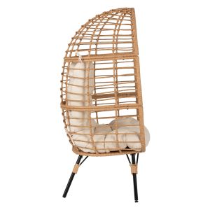 Rattan oval armchair Hm5869.01 metal base 77x72x148cm