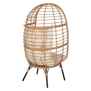 Rattan oval armchair Hm5869.01 metal base 77x72x148cm