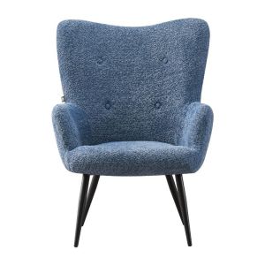 Armchair with metal legs and blue fabric 80x75x97cm