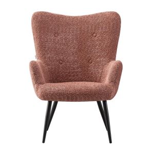 Armchair with metal legs, pink textile, 80x75x97cm