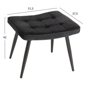 Armchair with stool Crawley Hm8918,04 black plush with metal legs 70x57x103hcm