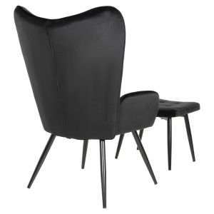 Armchair with stool Crawley Hm8918,04 black plush with metal legs 70x57x103hcm