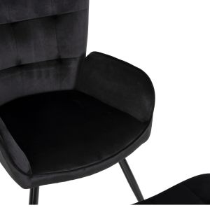 Armchair with stool Crawley Hm8918,04 black plush with metal legs 70x57x103hcm